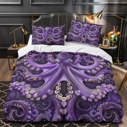 Pieuvre Housse de Couette Imprimée 3D Douce 3 Pièces Literie Garçons Filles