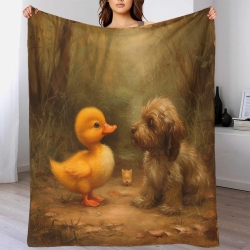 Canard jaune Plaid en Polaire Imprimé 3D Couverture Douce Confortable pour Canapé Lit Bureau