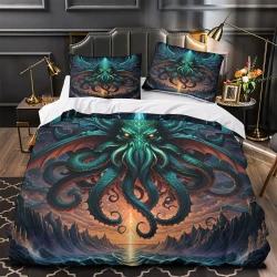 Mythe de l'horreur Cthulhu Housse de Couette Imprimée 3D Douce 3 Pièces Literie Garçons Filles