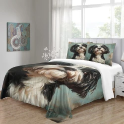 Shih Tzu Funda Nórdica Impresa en 3D Suave 3 Piezas Ropa de Cama para Niños Niñas