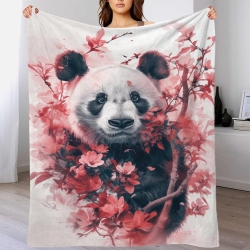 Giant Panda Plaid en Polaire Imprimé 3D Couverture Douce Confortable pour Canapé Lit Bureau