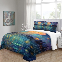 Méduse Housse de Couette Imprimée 3D Douce 3 Pièces Literie Garçons Filles