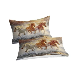 Cheval Housse de Couette Imprimée 3D Douce 3 Pièces Literie Garçons Filles