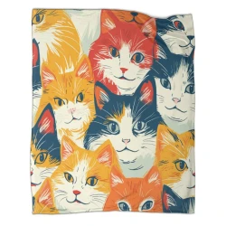 Chat Plaid en Polaire Imprimé 3D Couverture Douce Confortable pour Canapé Lit Bureau