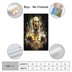C-3PO Star Wars Peinture sur toile sans cadre, impressions posters art mural pour déco maison chambre bureau