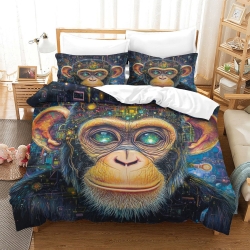 Gorille Housse de Couette Imprimée 3D Douce 3 Pièces Literie Garçons Filles
