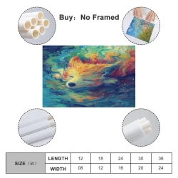 Chien Peinture sur toile sans cadre, impressions posters art mural pour déco maison chambre bureau