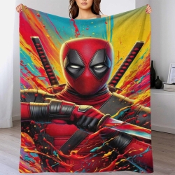 Marvel Deadpool Plaid en Polaire Imprimé 3D Couverture Douce Confortable pour Canapé Lit Bureau