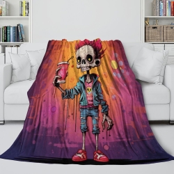 Crâne Plaid en Polaire Imprimé 3D Couverture Douce Confortable pour Canapé Lit Bureau