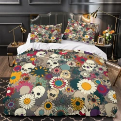 Crâne Housse de Couette Imprimée 3D Douce 3 Pièces Literie Garçons Filles