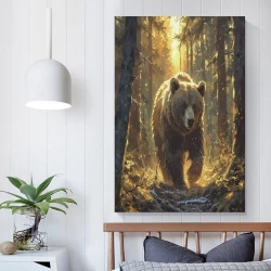 Ours brun Peinture sur toile sans cadre, impressions posters art mural pour déco maison chambre bureau
