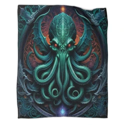 Mythe de l'horreur Cthulhu Plaid en Polaire Imprimé 3D Couverture Douce Confortable pour Canapé Lit Bureau