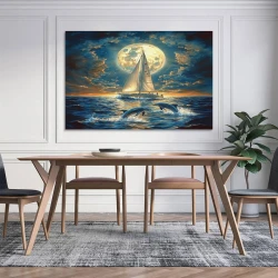Voilier Peinture sur toile sans cadre, impressions posters art mural pour déco maison chambre bureau