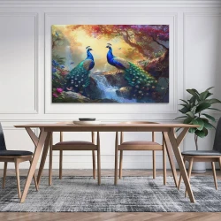 Paon Peinture sur toile sans cadre, impressions posters art mural pour déco maison chambre bureau