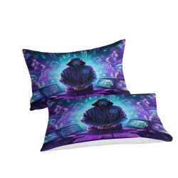 Hacker Housse de Couette Imprimée 3D Douce 3 Pièces Literie Garçons Filles