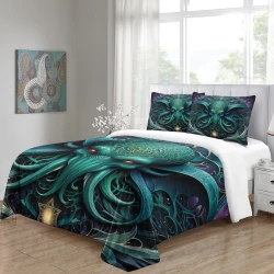 Mythe de l'horreur Cthulhu Housse de Couette Imprimée 3D Douce 3 Pièces Literie Garçons Filles