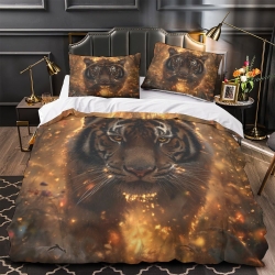 Tigre Housse de Couette Imprimée 3D Douce 3 Pièces Literie Garçons Filles