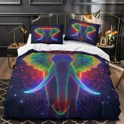 Éléphant Housse de Couette Imprimée 3D Douce 3 Pièces Literie Garçons Filles