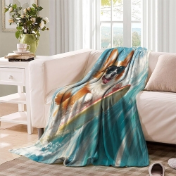 Corgi Plaid en Polaire Imprimé 3D Couverture Douce Confortable pour Canapé Lit Bureau