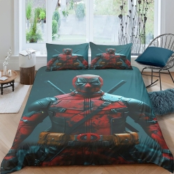 Deadpool Marvel Housse de Couette Imprimée 3D Douce 3 Pièces Literie Garçons Filles
