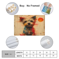 Yorkshire Terrier Peinture sur toile sans cadre, impressions posters art mural pour déco maison chambre bureau