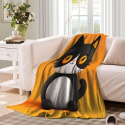 Chat Plaid en Polaire Imprimé 3D Couverture Douce Confortable pour Canapé Lit Bureau