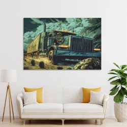 Camión grande Pintura en lienzo sin marco, impresiones de pósters arte pared para decoración hogar dormitorio oficina