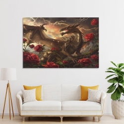 Dragon Peinture sur toile sans cadre, impressions posters art mural pour déco maison chambre bureau
