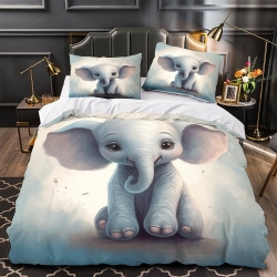 Éléphant Housse de Couette Imprimée 3D Douce 3 Pièces Literie Garçons Filles