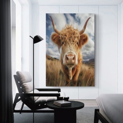 Vache des Highlands Peinture sur toile sans cadre, impressions posters art mural pour déco maison chambre bureau