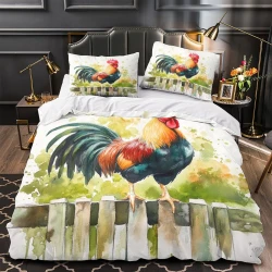 Coq Housse de Couette Imprimée 3D Douce 3 Pièces Literie Garçons Filles