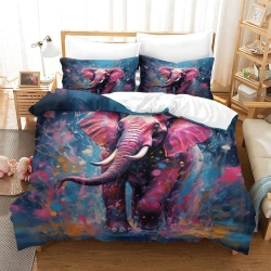 Éléphant Housse de Couette Imprimée 3D Douce 3 Pièces Literie Garçons Filles
