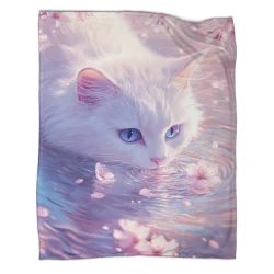 Cute Chat Plaid en Polaire Imprimé 3D Couverture Douce Confortable pour Canapé Lit Bureau