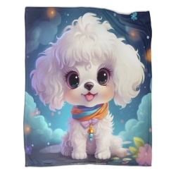 Chien Plaid en Polaire Imprimé 3D Couverture Douce Confortable pour Canapé Lit Bureau