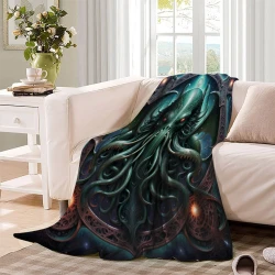Mythe de l'horreur Cthulhu Plaid en Polaire Imprimé 3D Couverture Douce Confortable pour Canapé Lit Bureau