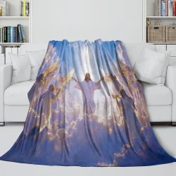Dios y Jesús Manta de Forro Polar Impresa en 3D Suave y Acogedora para Sofá Cama Oficina