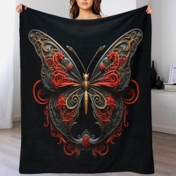Papillon Plaid en Polaire Imprimé 3D Couverture Douce Confortable pour Canapé Lit Bureau
