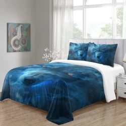 Loup Housse de Couette Imprimée 3D Douce 3 Pièces Literie Garçons Filles