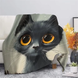 Siamese Chat Plaid en Polaire Imprimé 3D Couverture Douce Confortable pour Canapé Lit Bureau
