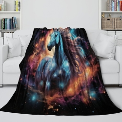 Cheval Plaid en Polaire Imprimé 3D Couverture Douce Confortable pour Canapé Lit Bureau