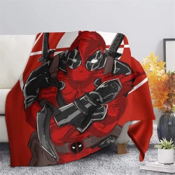 Marvel Deadpool Plaid en Polaire Imprimé 3D Couverture Douce Confortable pour Canapé Lit Bureau