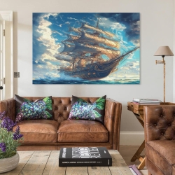 Voilier Peinture sur toile sans cadre, impressions posters art mural pour déco maison chambre bureau