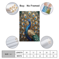 Paon Peinture sur toile sans cadre, impressions posters art mural pour déco maison chambre bureau