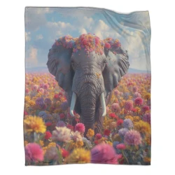 Éléphant Plaid en Polaire Imprimé 3D Couverture Douce Confortable pour Canapé Lit Bureau