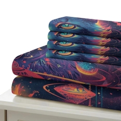 Chat Housse de Couette Imprimée 3D Douce 3 Pièces Literie Garçons Filles