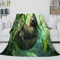 Paresseux Plaid en Polaire Imprimé 3D Couverture Douce Confortable pour Canapé Lit Bureau