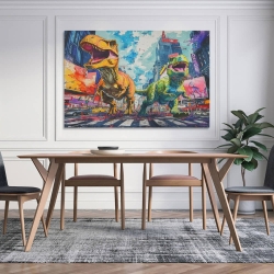 Dinosaure Peinture sur toile sans cadre, impressions posters art mural pour déco maison chambre bureau