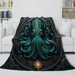 Mythe de l'horreur Cthulhu Plaid en Polaire Imprimé 3D Couverture Douce Confortable pour Canapé Lit Bureau