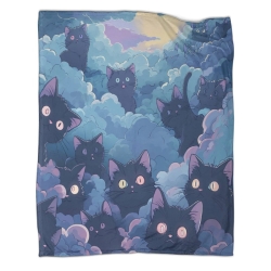 Chat Plaid en Polaire Imprimé 3D Couverture Douce Confortable pour Canapé Lit Bureau