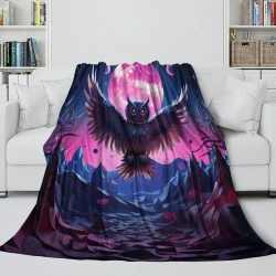 Hibou Plaid en Polaire Imprimé 3D Couverture Douce Confortable pour Canapé Lit Bureau